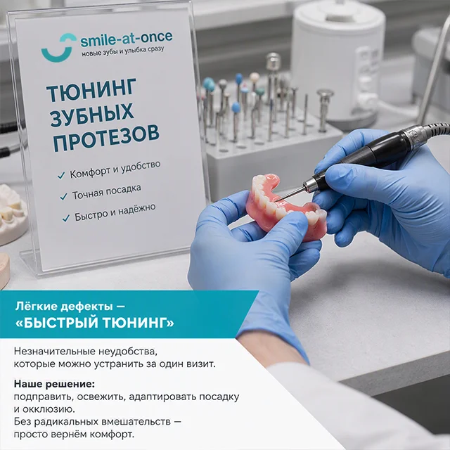 Лёгкие дефекты зубного протеза