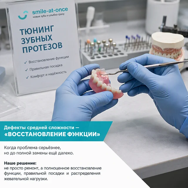 Дефекты зубного протеза средней сложности